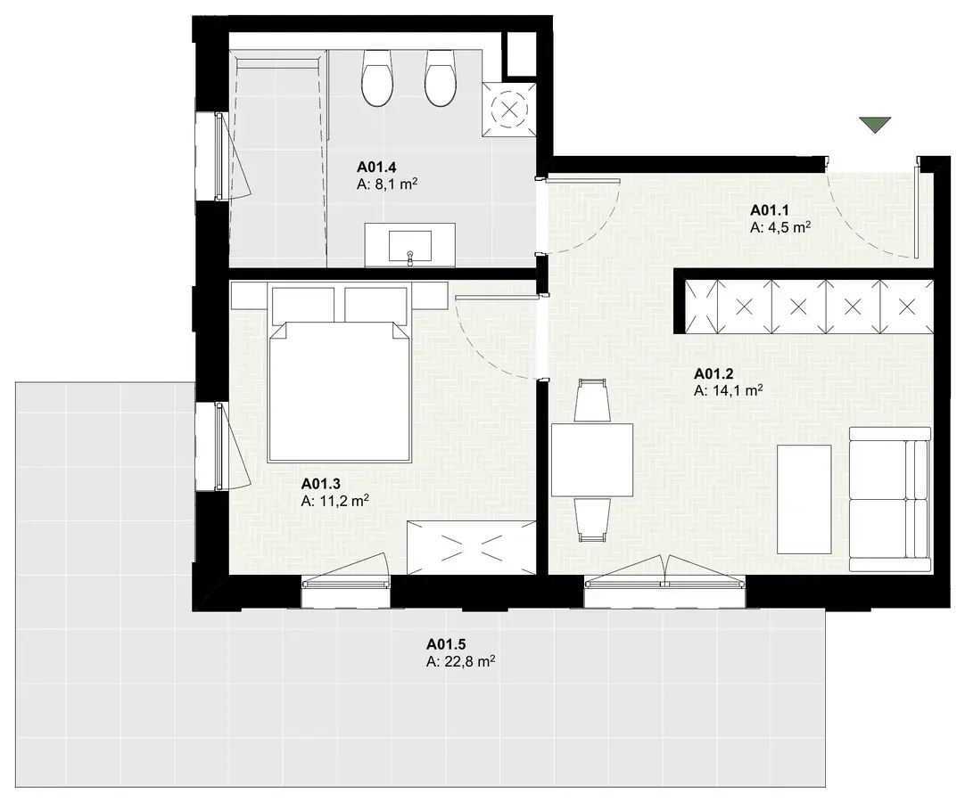 Rzut apartamentu A01 w inwestycji Lake Home