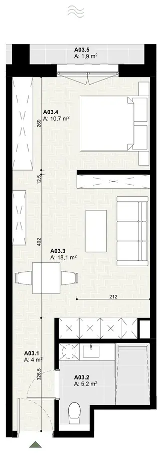 Rzut apartamentu A03 w inwestycji Lake Home
