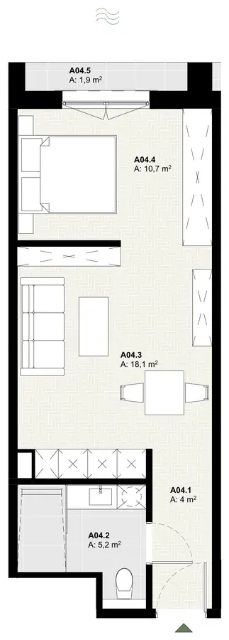Rzut apartamentu A04 w inwestycji Lake Home