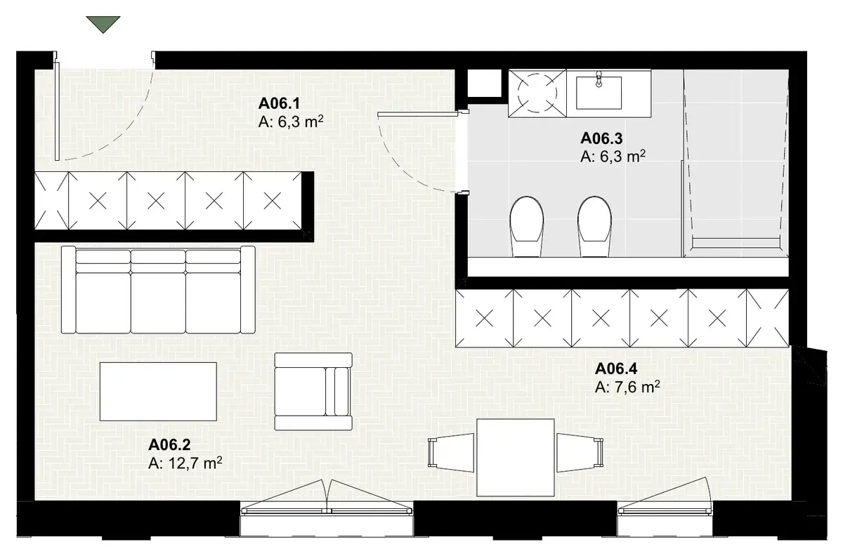 Rzut apartamentu A06 w inwestycji Lake Home