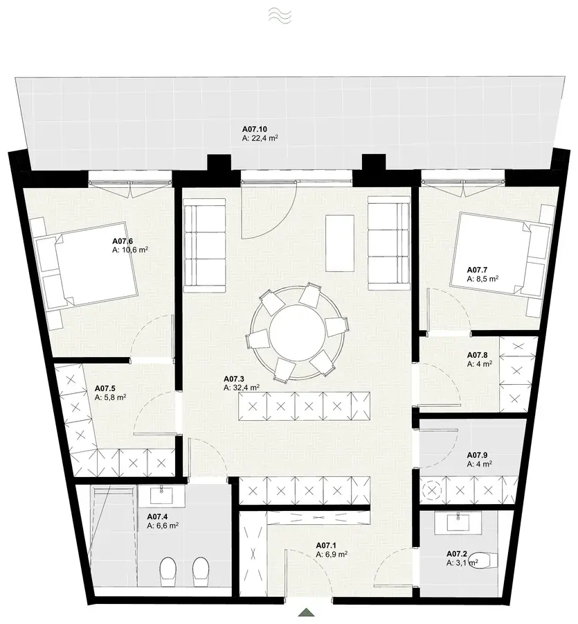 Rzut apartamentu A07 w inwestycji Lake Home
