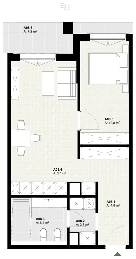 Rzut apartamentu A08 w inwestycji Lake Home