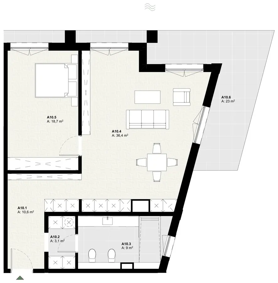 Rzut apartamentu A10 w inwestycji Lake Home