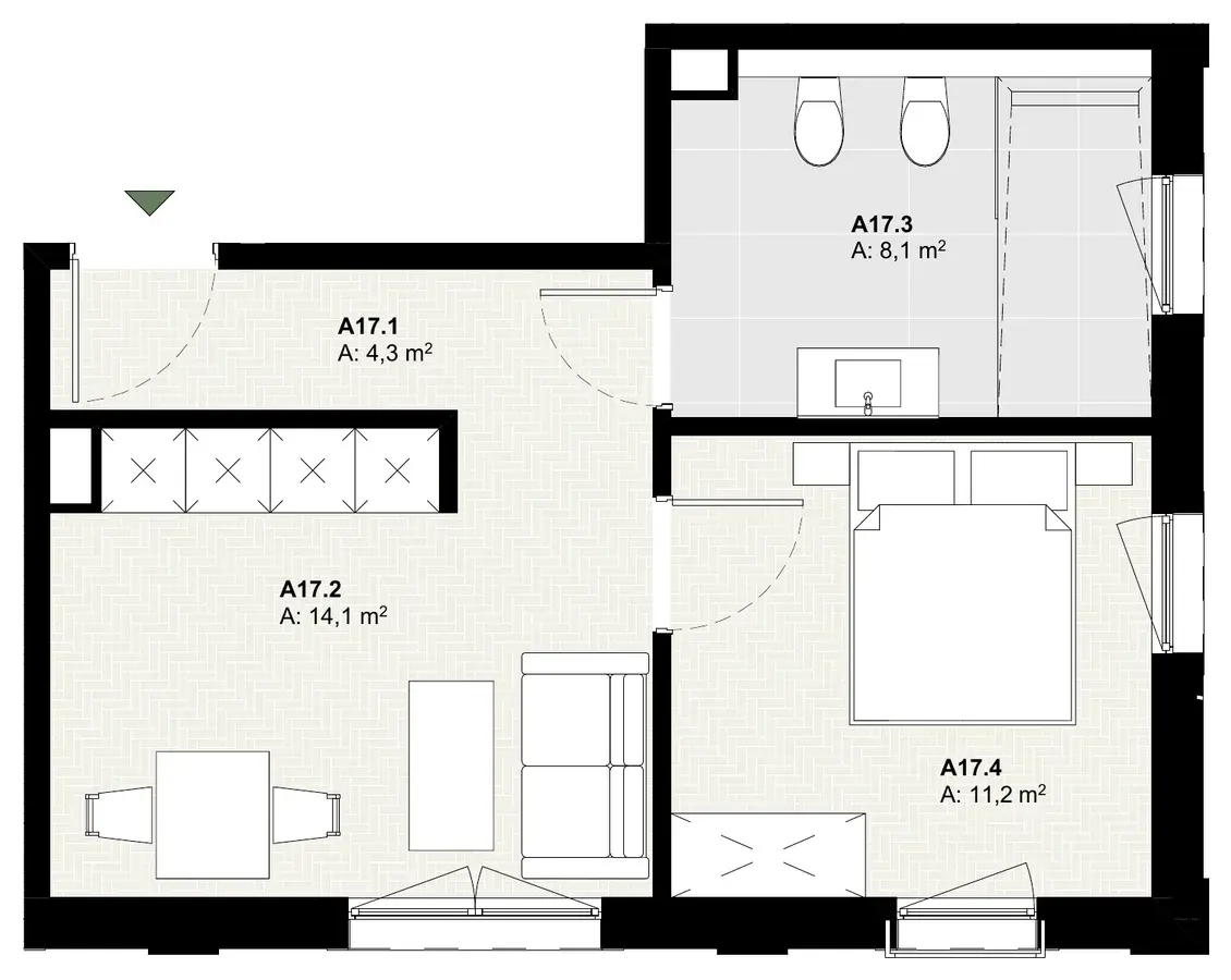 Rzut apartamentu A17 w inwestycji Lake Home